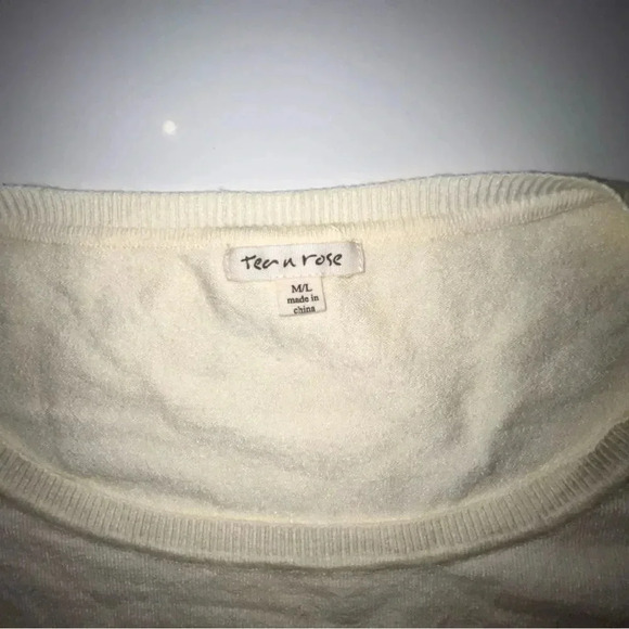 Tea N Rose Colorblock Front Pocket Cream & Mustard Sweater Fall M/L - Picture 3 of 7